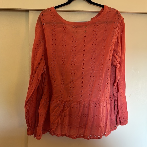 Loft size 22 coral eyelet lace top. Euc - Picture 8 of 8